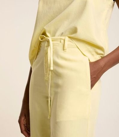 Pantalón Wide Leg en Sarga con Cordón en la Cintura 4