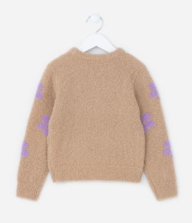 Suéter Infantil en Punto con Estampa Flores - Talle 5 a 14 años 2