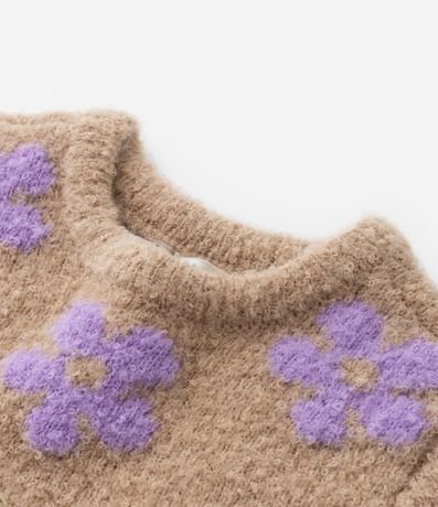 Suéter Infantil en Punto con Estampa Flores - Talle 5 a 14 años 4