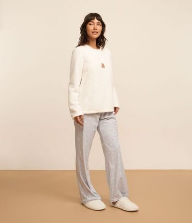 Pijama Largo en Sherpa con Estampa Smile 2