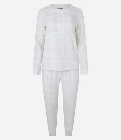 Pijama Largo en Plush Estampa de Cuadros 5