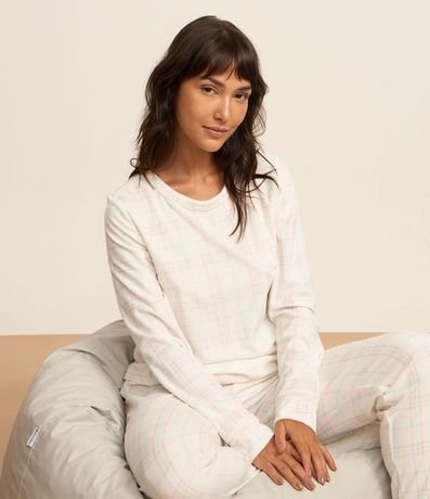 Pijama Largo en Plush Estampa de Cuadros