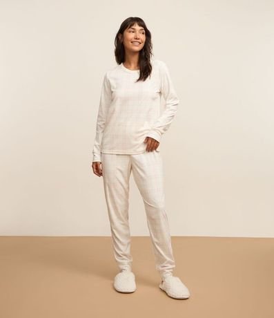 Pijama Largo en Plush Estampa de Cuadros 2