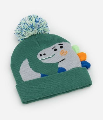 Gorro Infantil en efecto Punto con Dinosaurio 3D y Pompón – Talle U