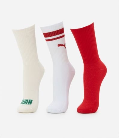 Kit 03 Medias Caña Larga Deportivas en Algodón Puma 2