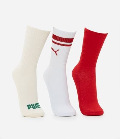 Kit 03 Medias Caña Larga Deportivas en Algodón Puma 3