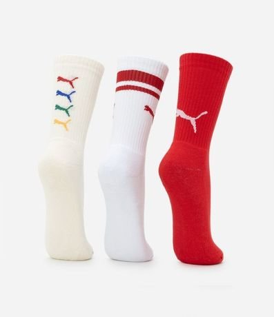 Kit 03 Medias Caña Larga Deportivas en Algodón Puma 4