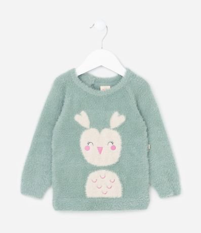 Suéter Infantil Peluche con Estampa Animalito - Talle 0 a 18 meses