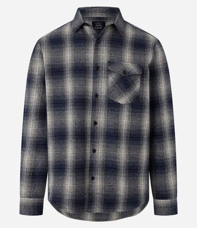 Camisa Comfort en Flanesa con Bolsillo y Estampa de Cuadros 4