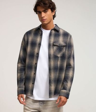 Camisa Comfort en Flanesa con Bolsillo y Estampa de Cuadros