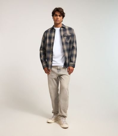 Camisa Comfort en Flanesa con Bolsillo y Estampa de Cuadros 2