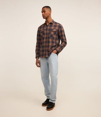 Camisa Comfort en Franela con Estampa de Cuadros 2