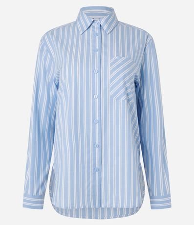 Camisa en Tricolina con Rayas en Hilo Teñido 5