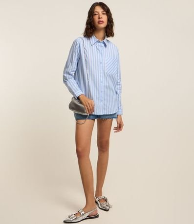 Camisa en Tricolina con Rayas en Hilo Teñido 2