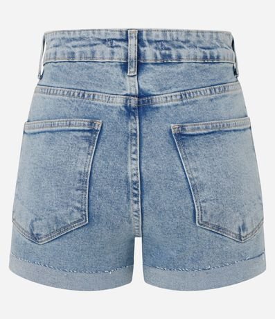 Short Hot Pants en Jeans con Cintura Alta y Bajo Plegado 2