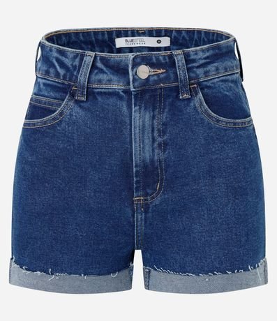 Short Hot Pants en Jeans con Cintura Alta y Bajo Plegado