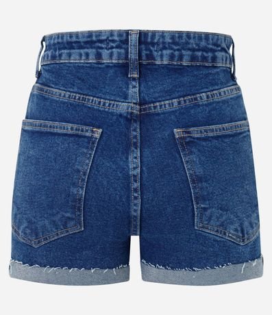 Short Hot Pants en Jeans con Cintura Alta y Bajo Plegado 2