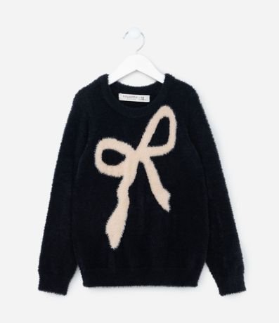 Suéter Infantil Peluche con Estampa Lazo - Talle 5 a 14 años