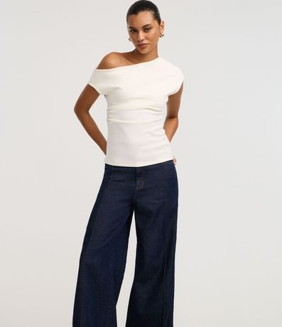Pantalón Pantalona en Jeans con Friso Delantero 3