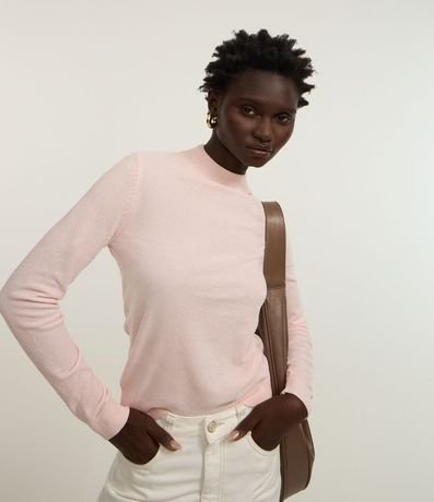 Blusa Manga Larga en Chenille con Cuello Alto