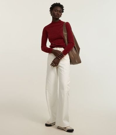 Blusa Manga Larga en Chenille con Cuello Alto 2