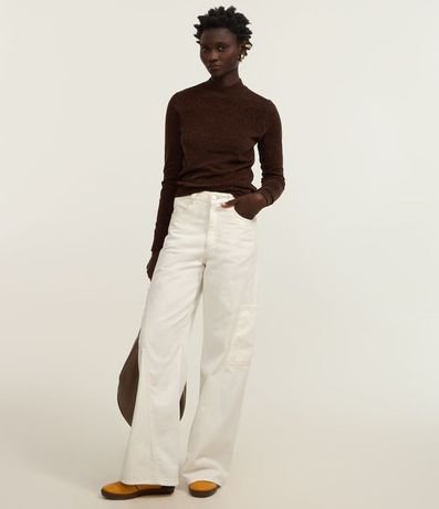 Blusa Manga Larga en Chenille con Cuello Alto 2