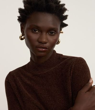 Blusa Manga Larga en Chenille con Cuello Alto 3