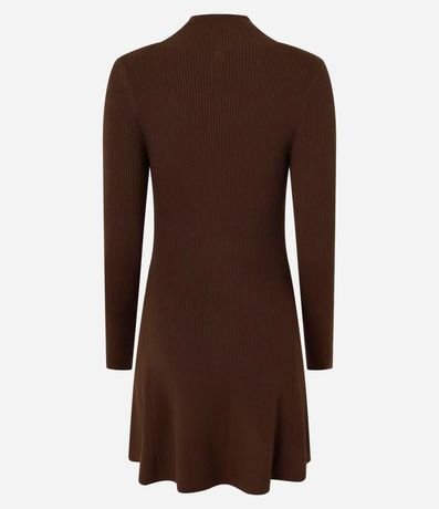 Vestido Evasê corto en Punto Canelado con Cuello Alto 5
