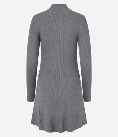 Vestido Evasê corto en Punto Canelado con Cuello Alto 7