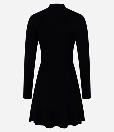 Vestido Evasê corto en Punto Canelado con Cuello Alto 7