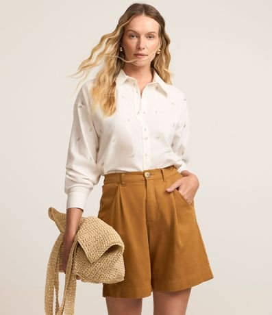 Bermuda en Sarga con Cintura Elástica y Pliegues 2