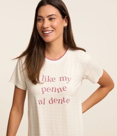 Camisón Corto con Lettering y Estampa Cuadriculada