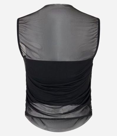 Blusa en Tul con Superposición y Drapeado Lateral 3