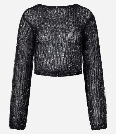 Blusa Cropped en Punto con Lentejuelas y Espalda Abierta 5