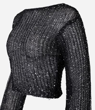 Blusa Cropped en Punto con Lentejuelas y Espalda Abierta 6