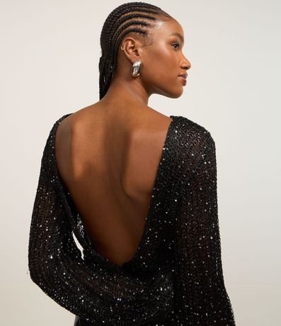 Blusa Cropped en Punto con Lentejuelas y Espalda Abierta 4