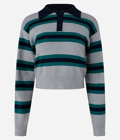 Suéter en Punto con Rayas y Cuello Polo 6