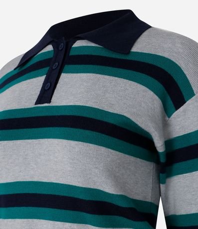 Suéter en Punto con Rayas y Cuello Polo 7