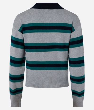Suéter en Punto con Rayas y Cuello Polo 8