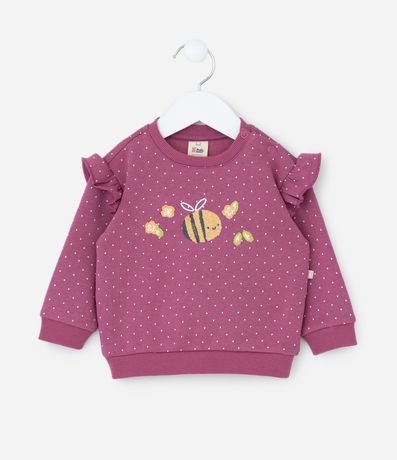 Saco Infantil con Volado y Bordado Abeja - Talle 0 a 18 meses
