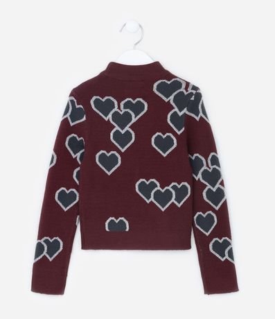 Suéter Infantil en Punto con Estampa Corazones - Talle 5 a 14 años 2