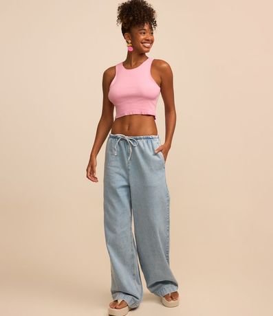 Blusa Cropped sin Mangas en Algodón Acanalado 2