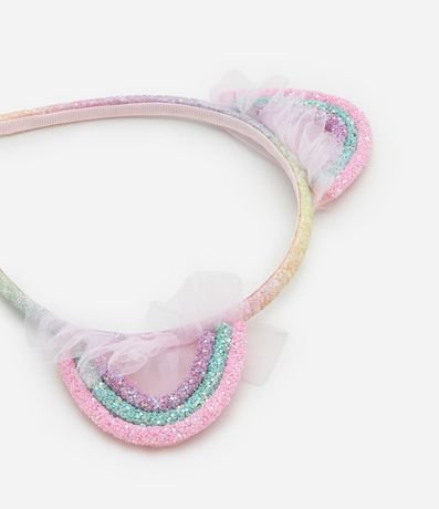 Vincha Infantil de Orejitas Arco-Íris con Purpurina - Talle U 3