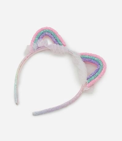 Vincha Infantil de Orejitas Arco-Íris con Purpurina - Talle U 4