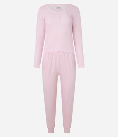 Pijama Largo en Ribana con Estampa de Lunares 4