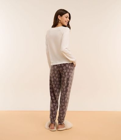 Pijama Largo en Plush con Estampa de Osito y Bolsillo 2
