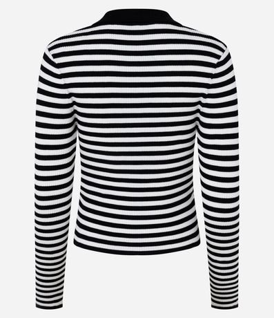 Blusa de Punto Rayado con Cuello Polo 7