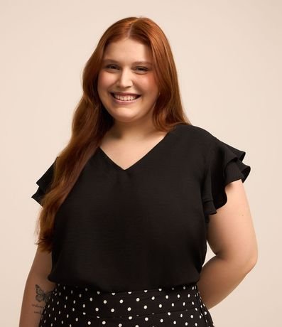 Blusa en Crepé con Volado en el Hombro Curve & Plus Size 2