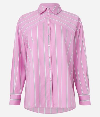 Camisa Oversized en Tricolina Rayada con Recorte en los Hombros 5