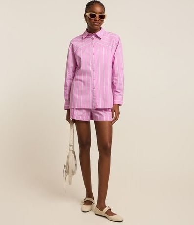 Camisa Oversized en Tricolina Rayada con Recorte en los Hombros 2